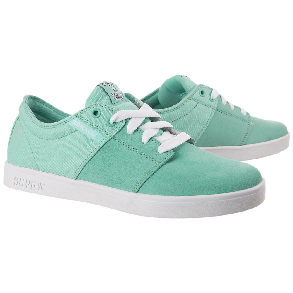 Baskets Basses Supra Stacks Vert Pastel Green Suede/Canvas Homme | DXC-85967013